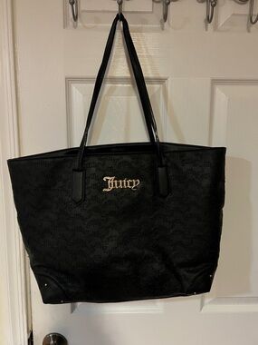 Juicy Couture Black Tote with Gold Script Emblem